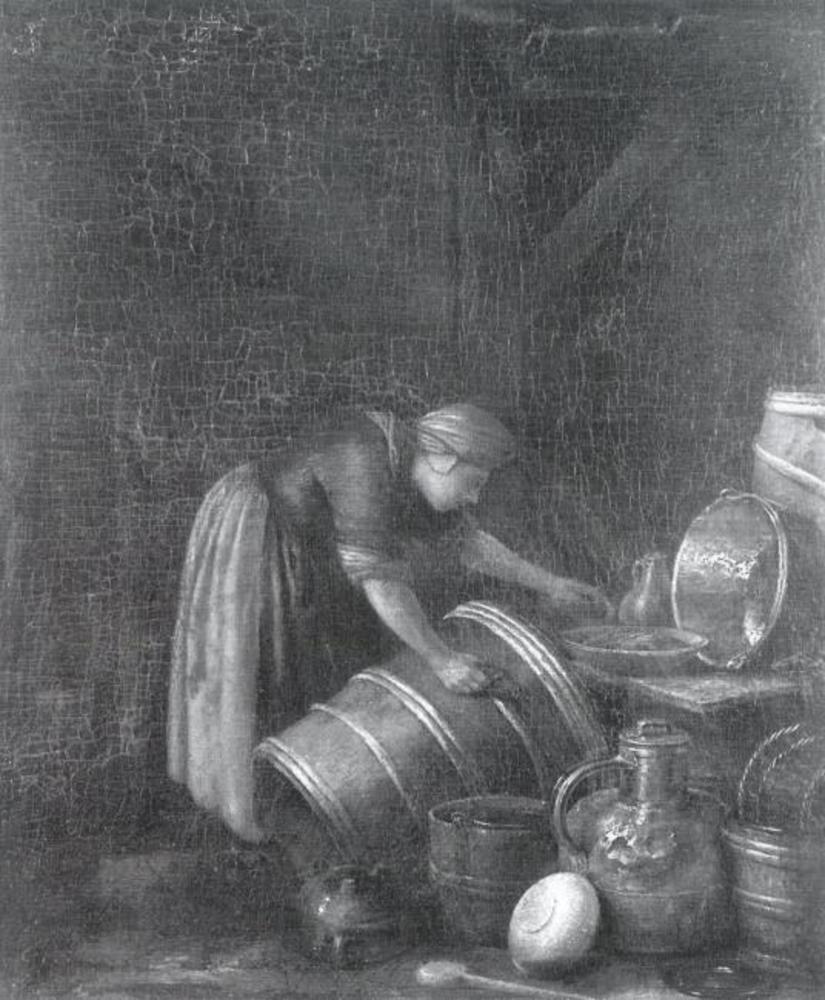 Herman Saftleven, A Woman Scouring a Kitchen Pot