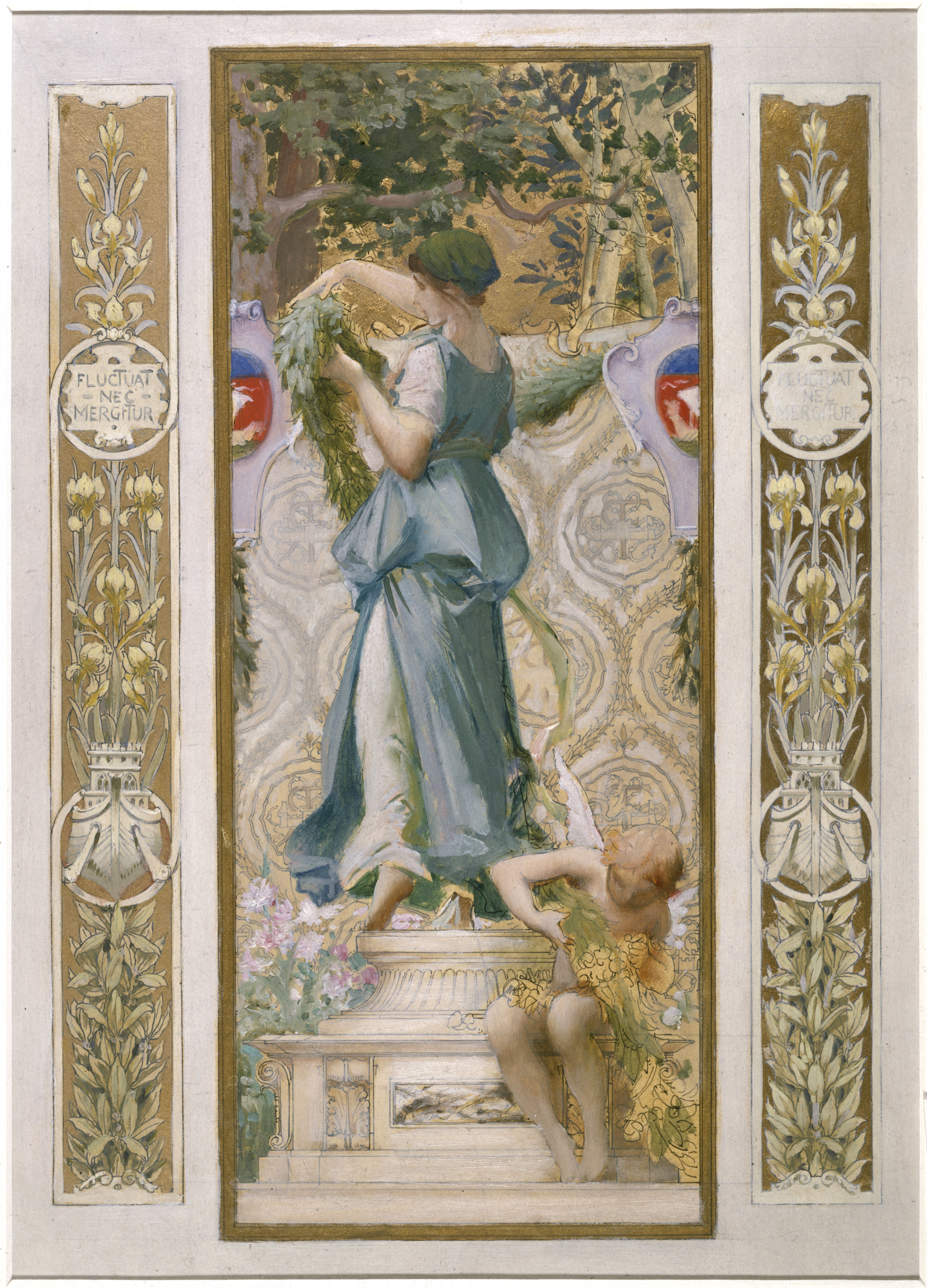 Luc-Olivier Merson, Esquisse pour l'escalier des Fêtes de l'Hôtel de Ville de Paris : Les Fleurs (La Guirlande)