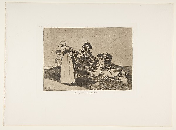 Goya (Francisco de Goya y Lucientes), Plate 55 from "The Disasters of War" (Los Desastres de la Guerra): 'The worst is to beg' (Lo peor es pedir)