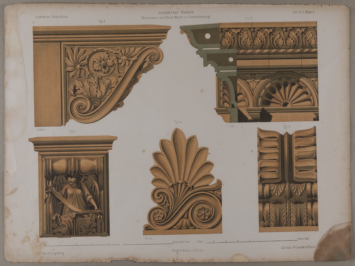 Lithographische Anstalt Wilhelm Loeillot, Berlin-Charlottenburg: Terrakotten von Ernst March (Architectonisches Skizzenbuch, Heft XLVI, Bl. 5 )