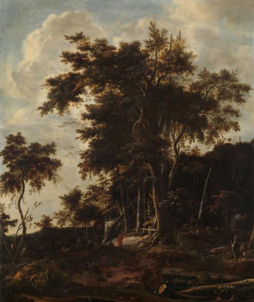 Roelant Roghman, Forest landscape with a woodsman's shed