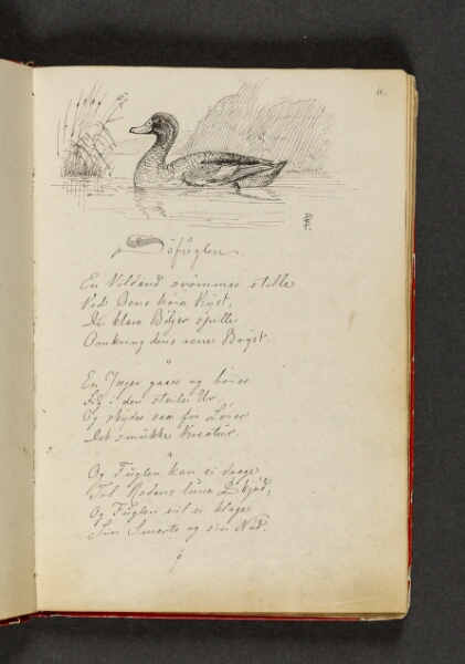 Johan Thomas Lundbye, En and der svømmer blandt siv; samt vers Side 11