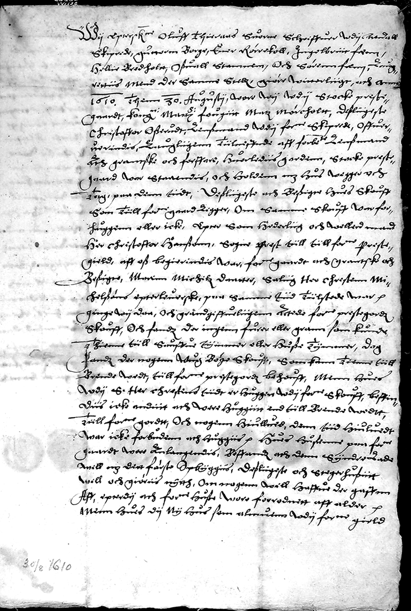 Anders Beer Wilse, Prot: Rigsarkivet Konv: Dokument fra 1610