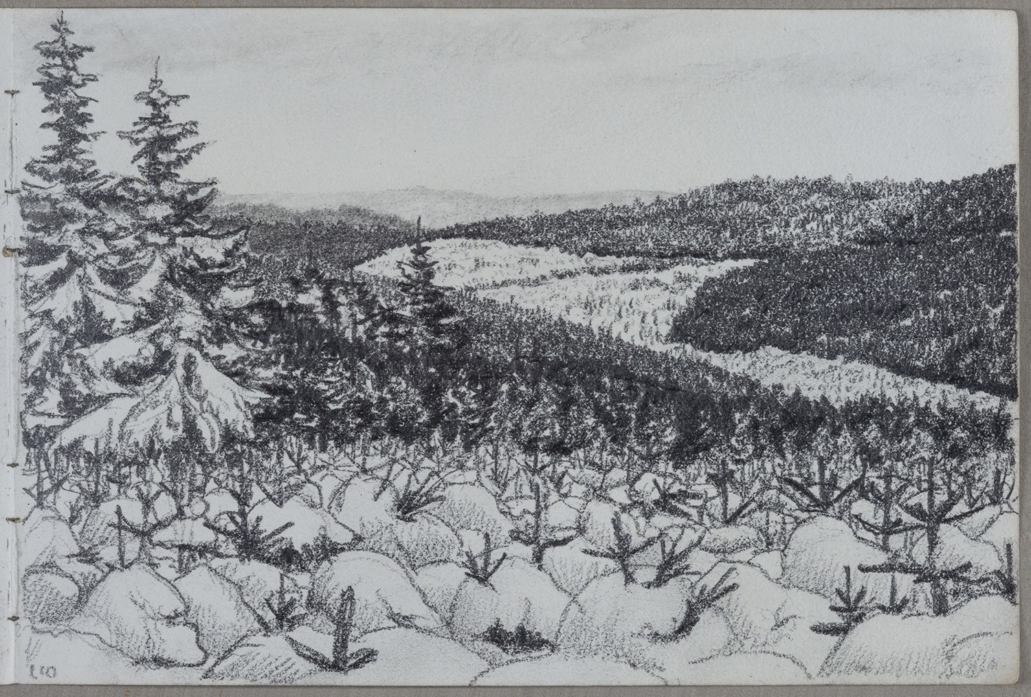 Ernst Morgenstern, Unidentifizierter Ort: Winterlandschaft (Skizzenbuch Ernst Morgenstern, Beilage)