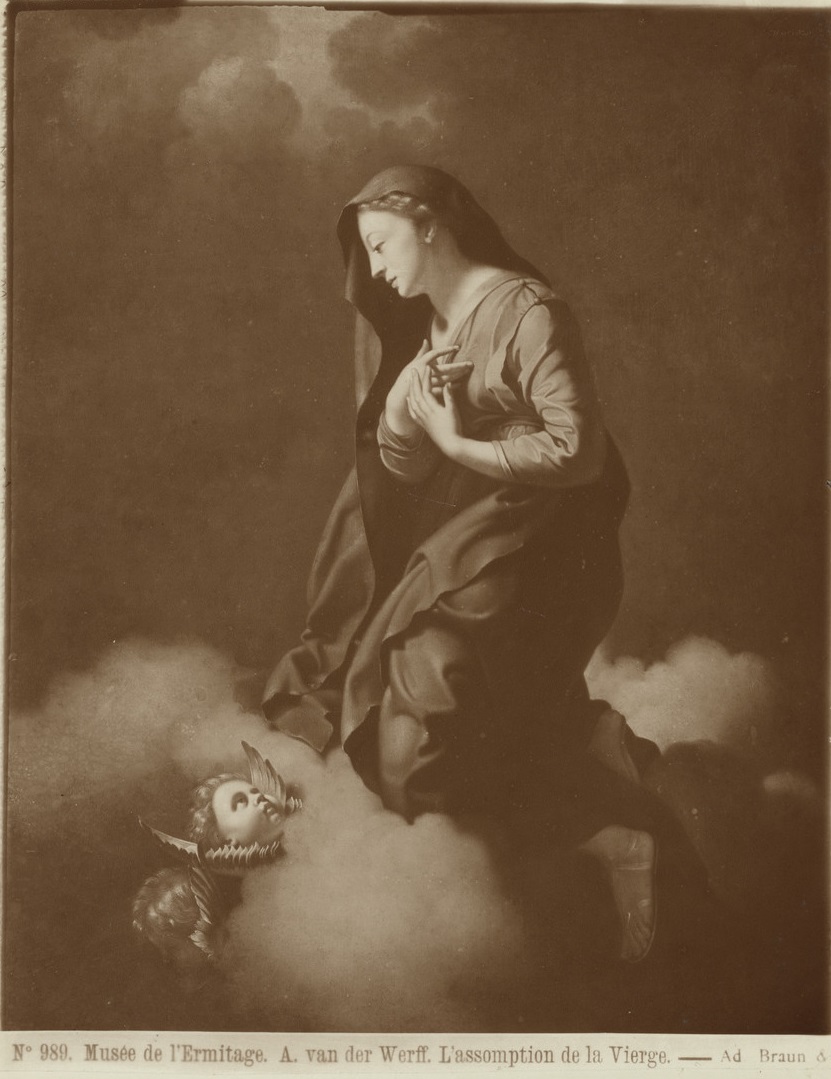 Adriaen van der Werff, Maria kneeling on a cloud, with two cherubs below