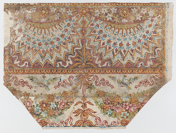 Anonymous, Sheet with hanging draperies, festoons, and birds