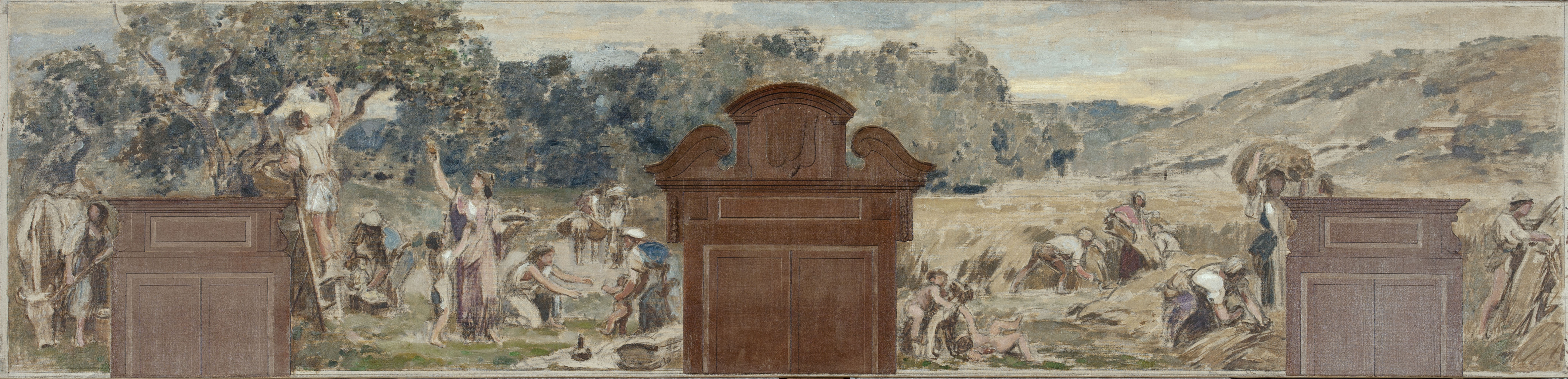 François Lafon, Esquisse pour la salle des fêtes de la mairie de Pantin : La cueillette. La moisson