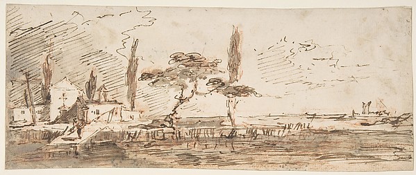 Francesco Guardi, The Island of Anconetta (recto); Two Feet Wearing Pointed Shoes (verso)
