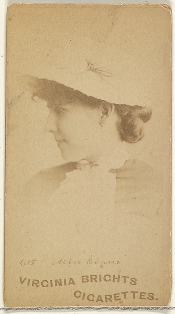 Allen & Ginter, Card 615, Miss Evans, from the Actors and Actresses series (N45, Type 1) for Virginia Brights Cigarettes