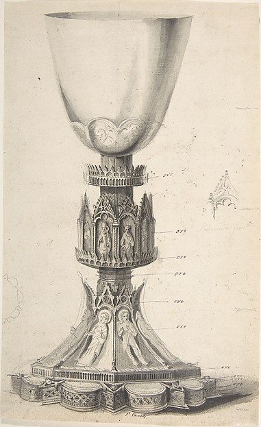 Anonymous, British, 19th century, Chalice adorned with Saints, BIshops and Kings