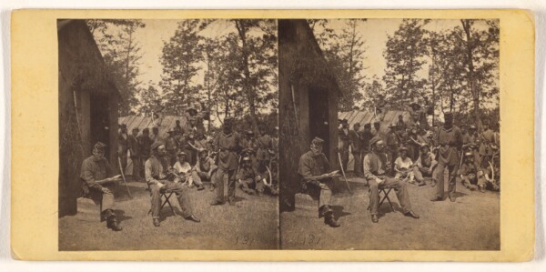 Unknown, [Group of Civil War soldiers at camp site]
