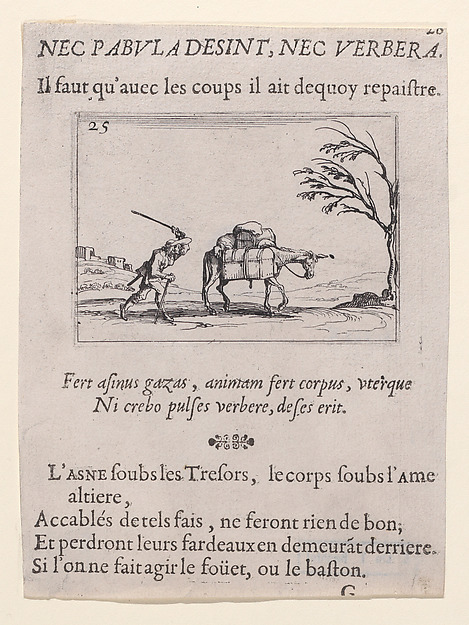 Jacques Callot, Le Paysan Frappant son Ane (The Peasant Striking his Donkey), plate 25 from "Lux Claustri ou La Lumière du Cloitre" (The Light of the Cloisters)