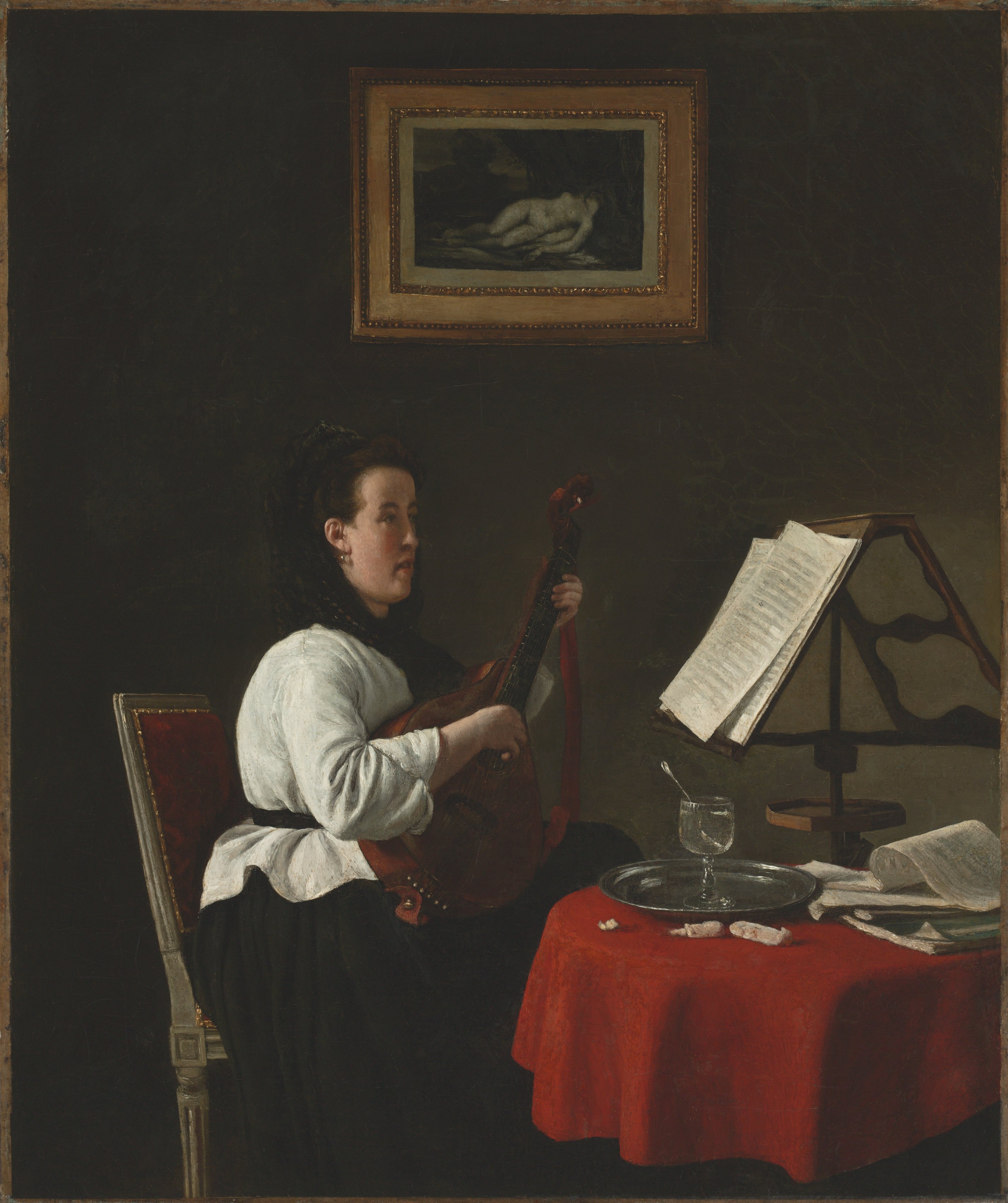 François Bonvin, Young Woman with a Mandolin, Portrait of Louison Köhler