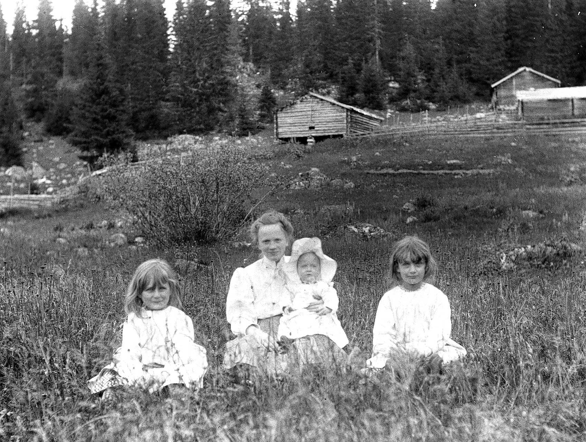 Axel Quinsgaard Wiborg, Familiemedlemmer på Holoa seter, Hadeland, Jevnaker, Oppland. Margrethe Q. Wiborg med barn.