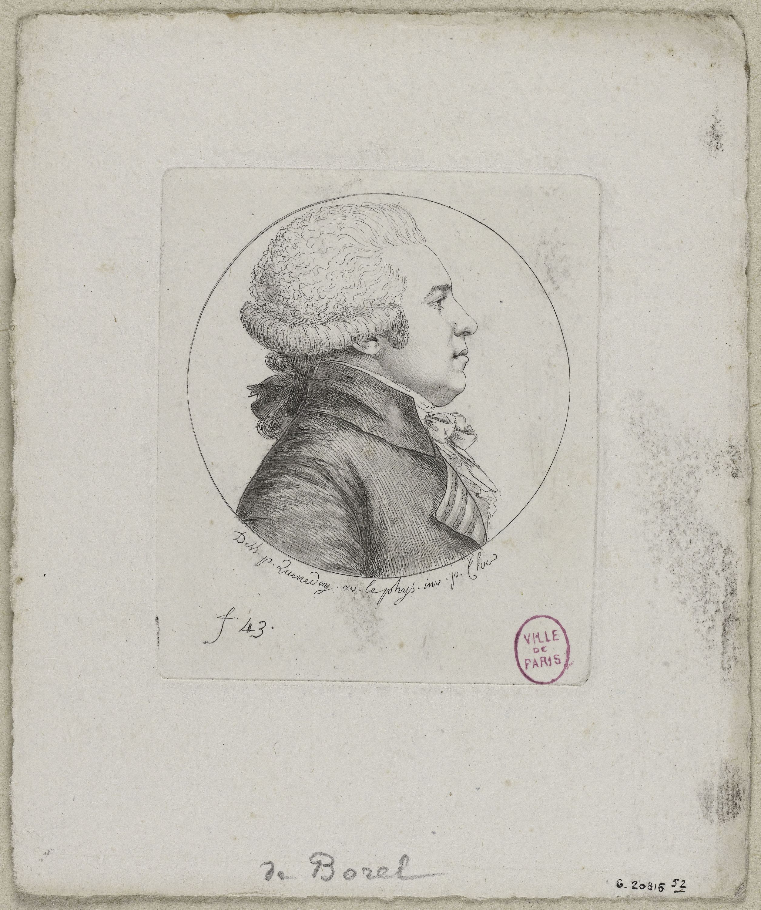 Edmé Quenedey, Portrait de Monsieur de Borel