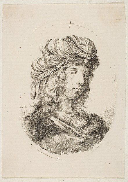 Stefano della Bella, Sultan wearing a fur and a turban, from 'Several heads in the Persian style' (Plusieurs têtes coiffées à la persienne)