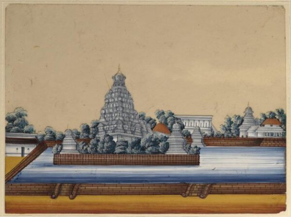 Unknown, One of eight paintings of unidentified Hindu temples in South India