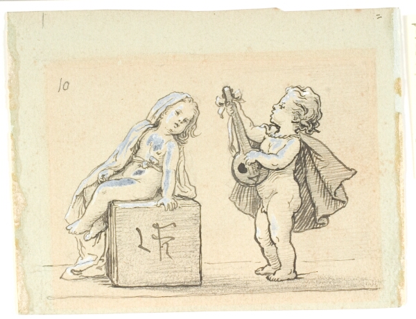 Lorenz Frølich, Vignet med dreng, der spiller mandolin for en pige