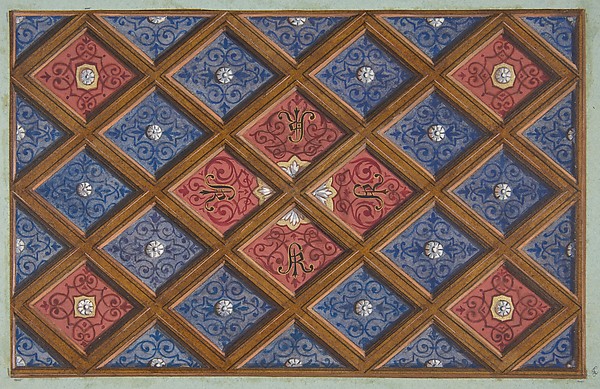 Jules-Edmond-Charles Lachaise, Design for a coffered ceiling with painted initials:  SRI (?)