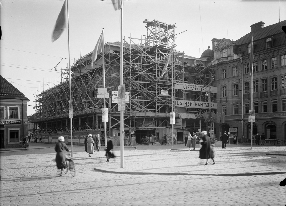 Paul Sandberg, Varuhuset Tempo under uppförande, kvarteret Näktergalen, Stora Torget, Uppsala 1934
