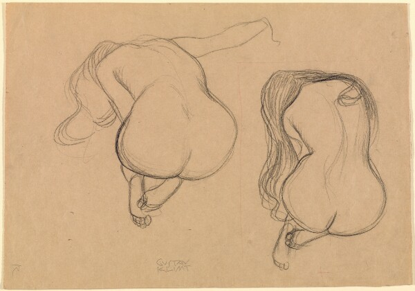 Gustav Klimt, Two Studies of a Seated Nude with Long Hair