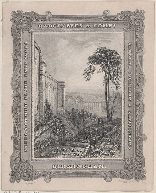 Anonymous, British, 19th century, Trade Card for Radclyffe & Co., Steel & Copper Plate Engravers