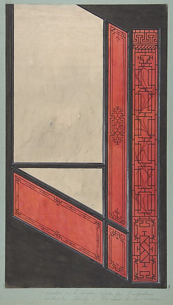 Jules-Edmond-Charles Lachaise, Design for the painted decoration in the Chinese style for the stairway of the house offered by the Empress to the duc de Mouchy on the occasion of his marriage