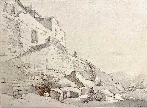 George Chinnery, The rocky foreshore below the fort of S. Francisco, Macau