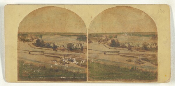 New York Stereoscopic Company, Cohoes Falls, distant view. These falls, which are about 70 feet in perpendicular height, are on the Mohawk river...Albany, N.Y.