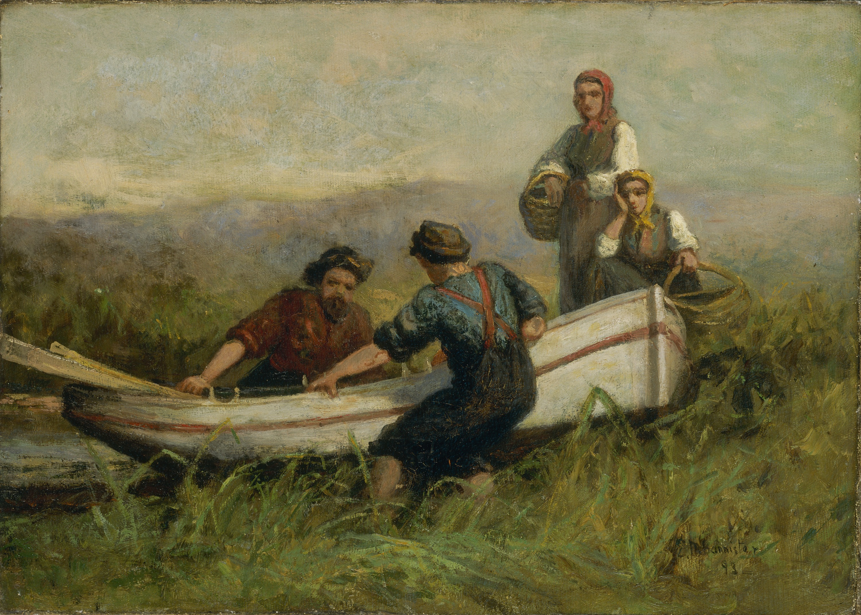 Edward Mitchell Bannister, People Near Boat