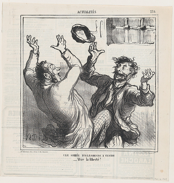 Honoré Daumier, A happy evening party in Clichy, from 'News of the day,' published in Le Charivari, March 16, 1865