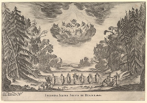 Stefano della Bella, Second Scene, in Diana's forest, from "The marriage of the gods" (Le nozze degli Dei)