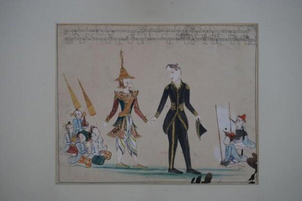 Unknown, Ambassador of the King of Burma holding the hand of Major Phayre