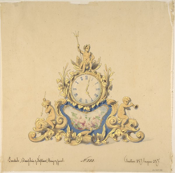 Anonymous, French, 19th century, Design for a Clock with Neptune