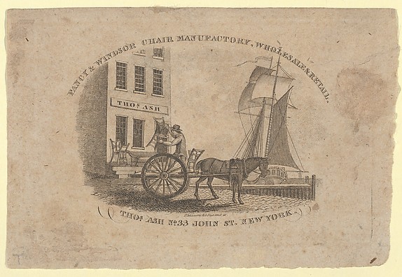 Asher Brown Durand, Fancy & Windsor Chair Manufactory, Wholesale & Retail, Thomas Ash, No. 33 John Street, New York