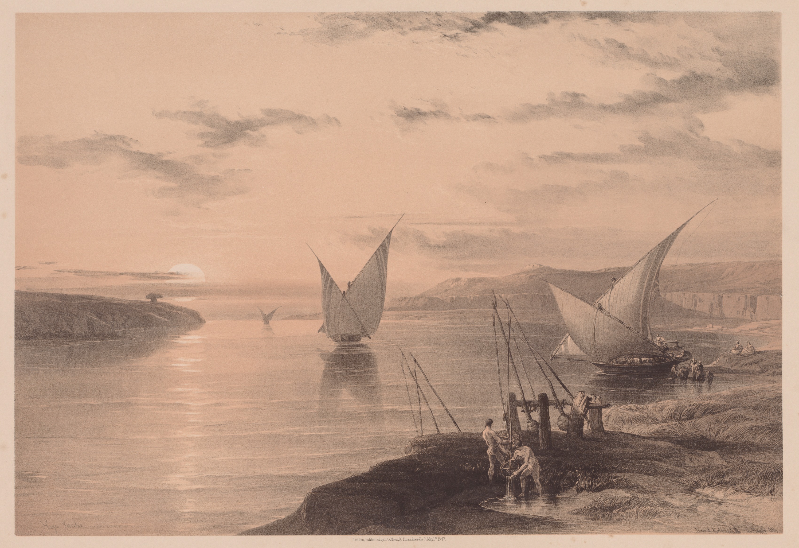 Louis Haghe, Egypt and Nubia:  Volume I - No. 12, Hadjar Silsilis