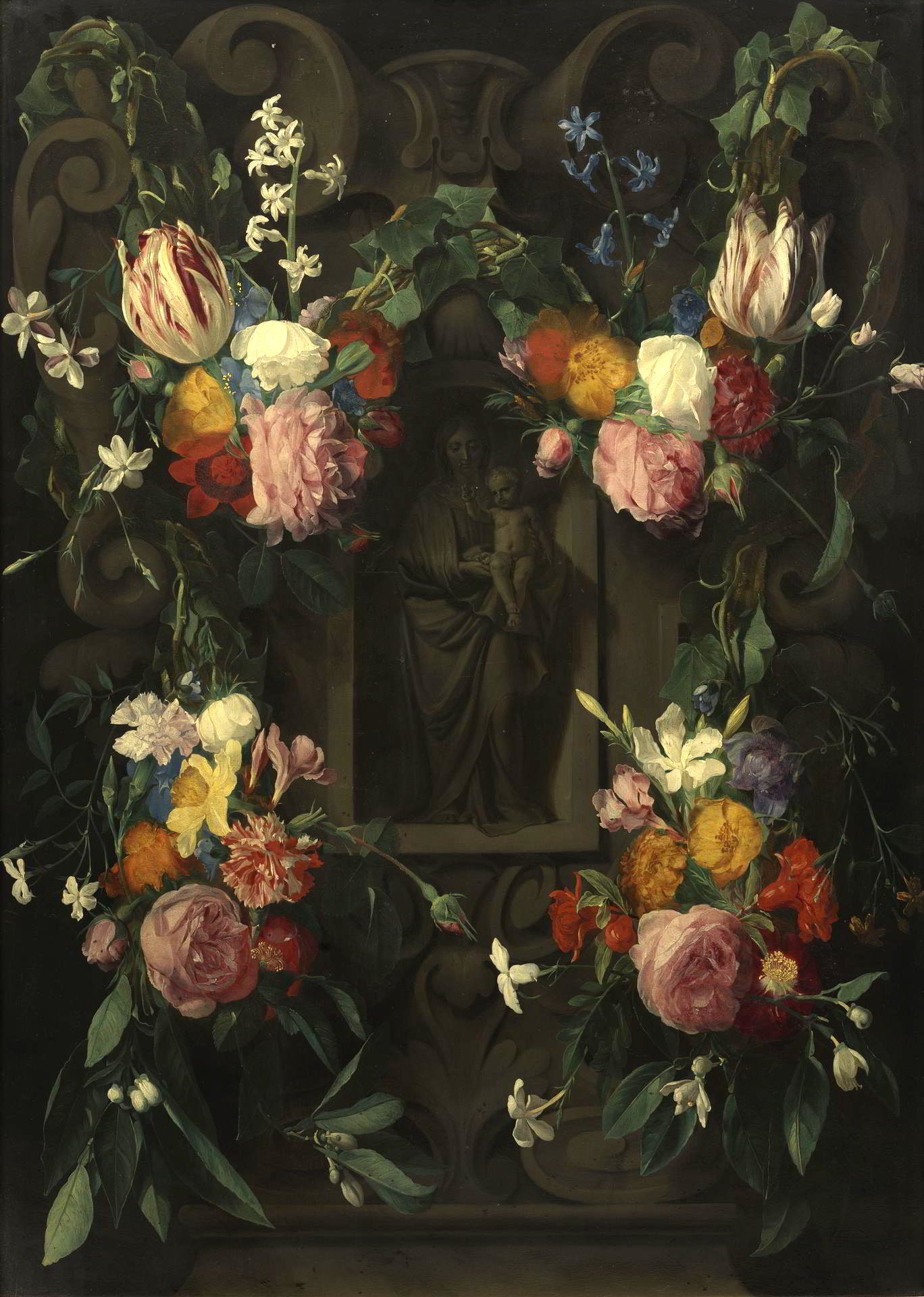 Daniel Seghers, Flower Garland with the Virgin and Child