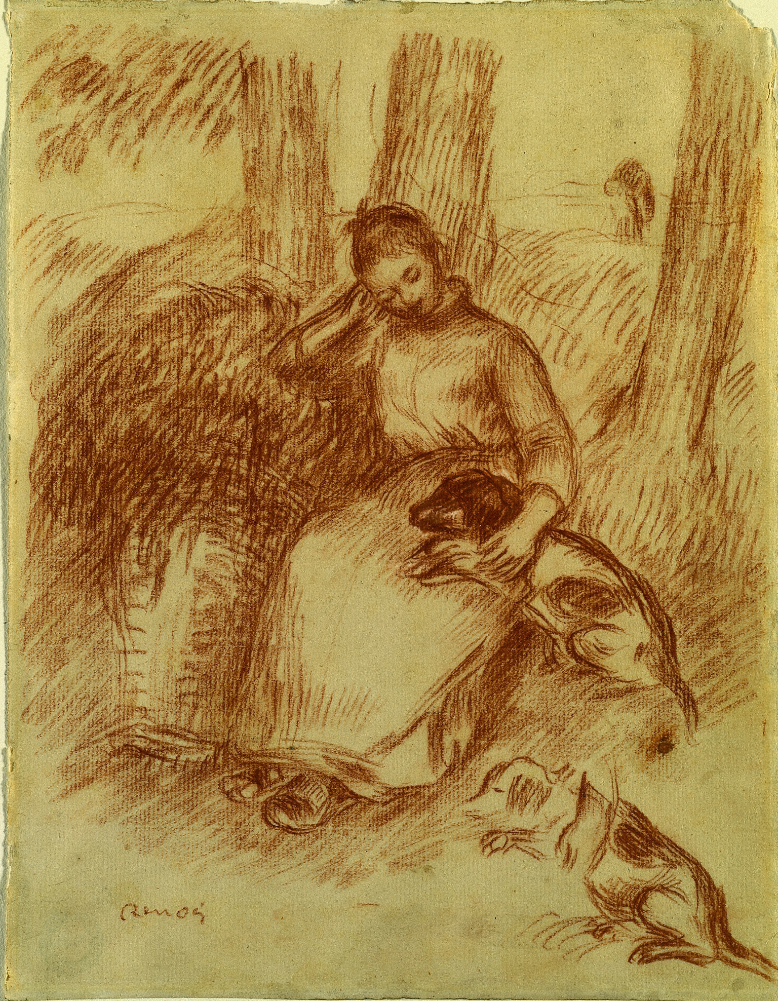 Pierre-Auguste Renoir, Peasant Girl with Dog