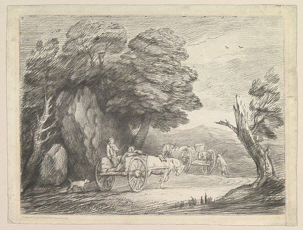 Thomas Gainsborough, Wooded Landscape with Two Country Carts and Figures