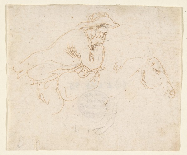 Stefano della Bella, Man on Horseback seen in Profile View Facing Right.