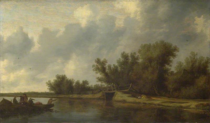 Salomon van Ruysdael, A River Landscape with Fishermen
