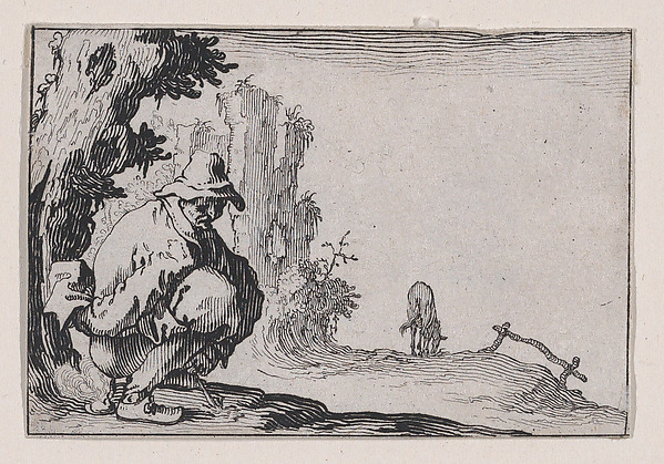 Jacques Callot, Le Paysan Accroupi (The Squatting Peasant), from "Les Caprices" Series A, The Florence Set