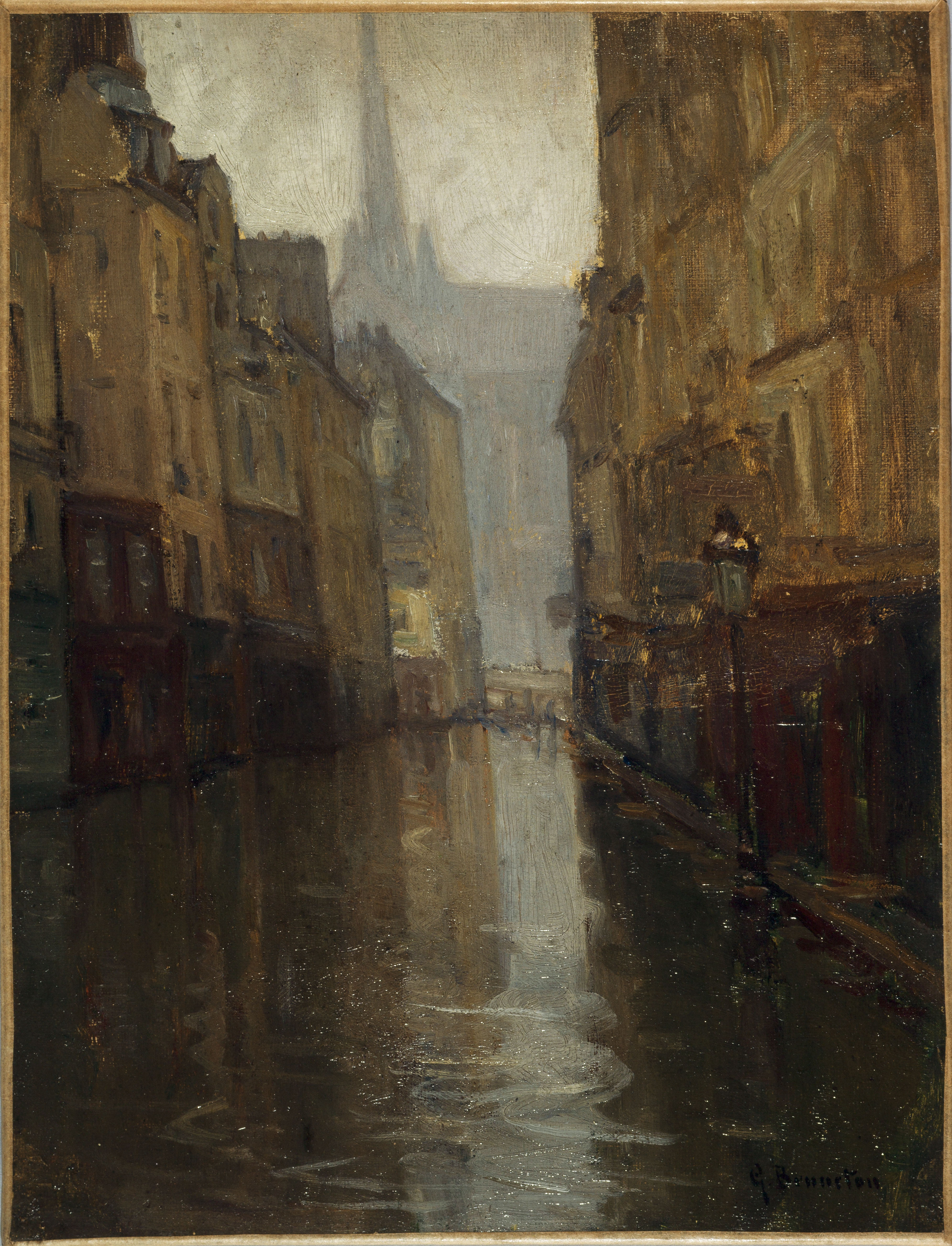 Germain Eugène Bonneton, La rue du Haut-Pavé vers le quai de Montebello (inondations de 1910)