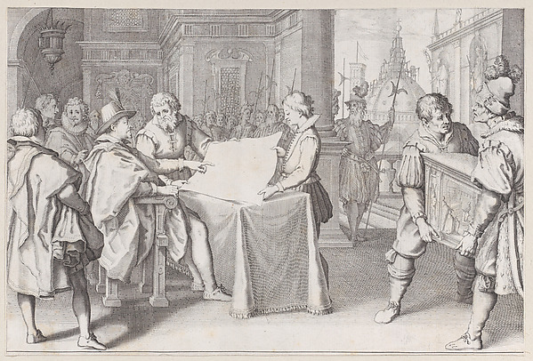Jacques Callot, Restauration du Dome de S. Maria del Fiore a Florence (The Restoration of the Dome of S. Maria del Fiore in Florence), from "La Vie de Ferdinand Ier de Médicis série appelée aussi Les Batailles des Médicis" (The Life of Ferdinand I de'Medici also called The Medici Battles)