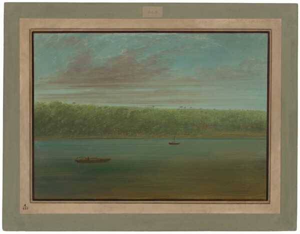 George Catlin, View of the Shore of the Amazon - Boat Sketch
