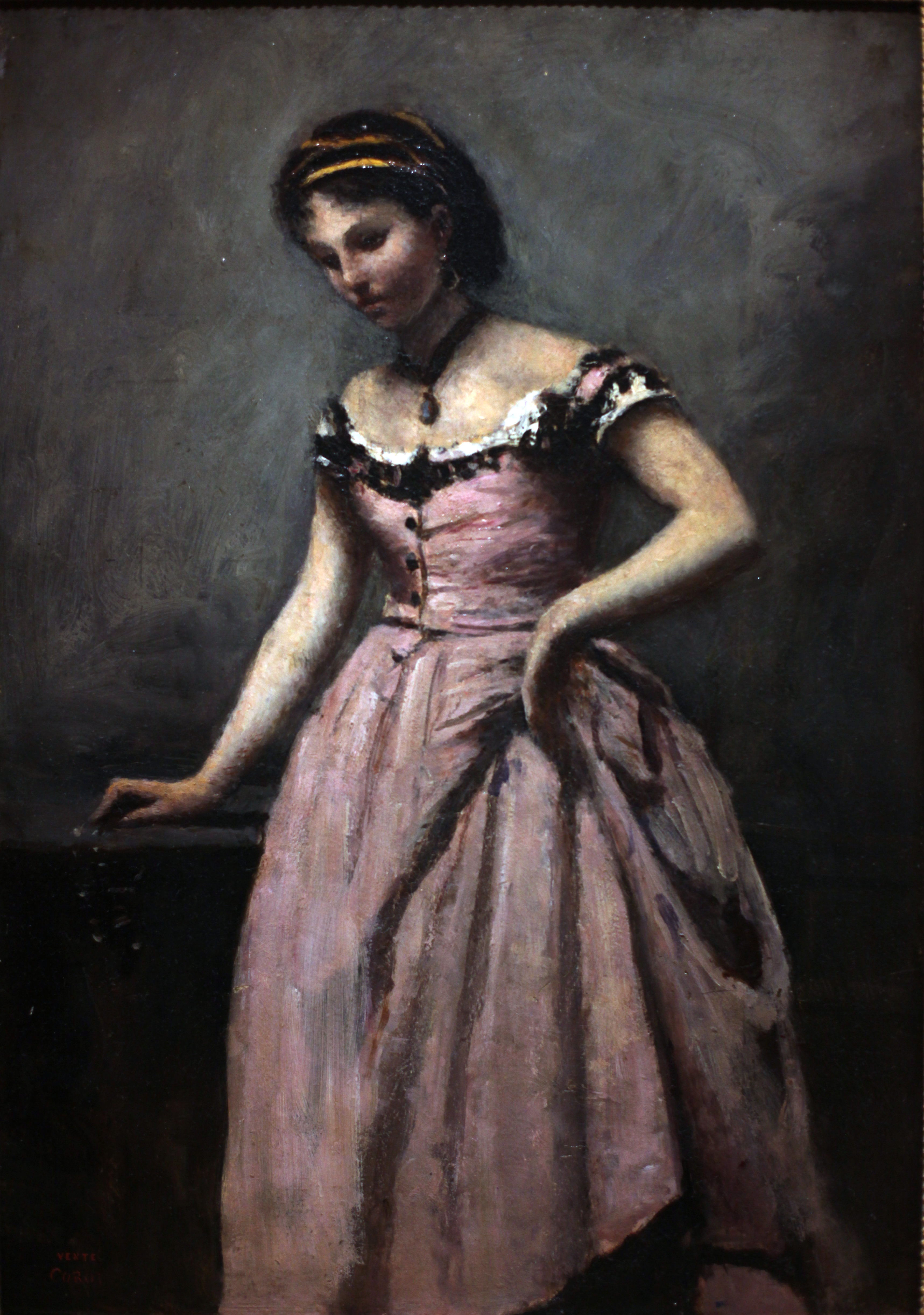Jean-Baptiste Camille Corot, Young woman in pink dress