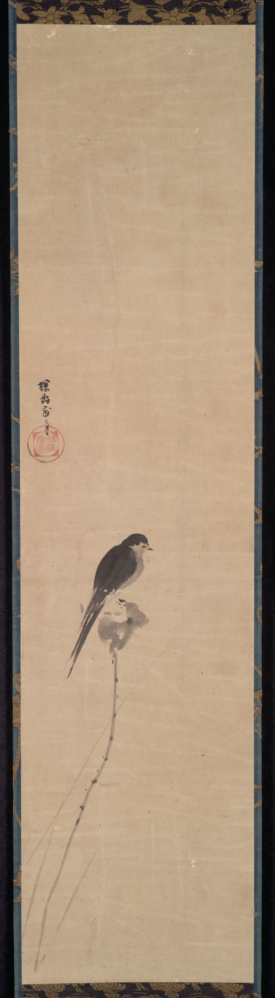 Kano Tan’yū, Bird on a Lotus Bud
