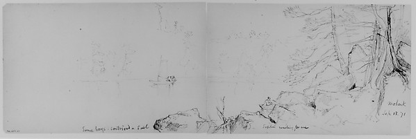 Daniel Huntington, Sailboat on Lake; Figure on Shore, 1871 (from Sketchbook)