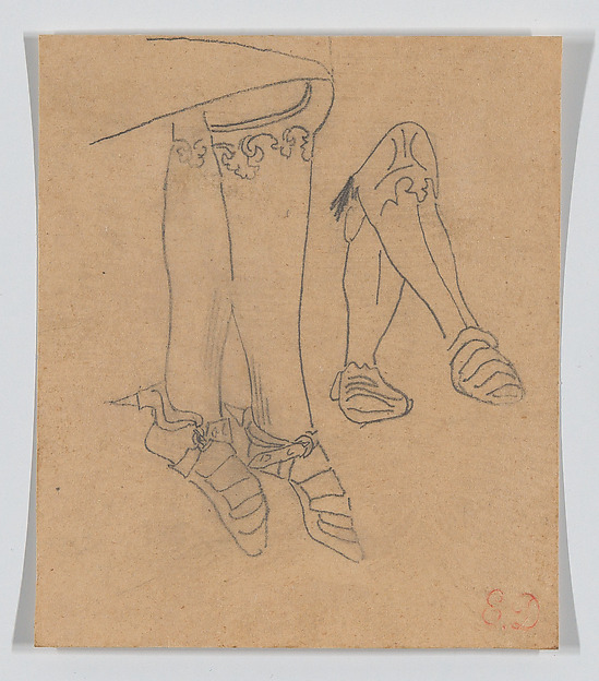 Eugène Delacroix, Two Studies of Pairs of Legs of a Medieval Soldier