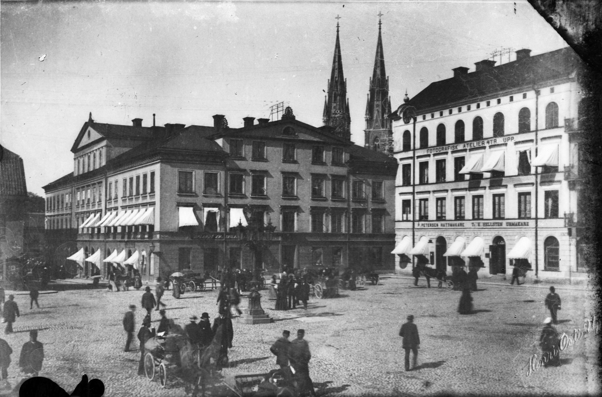 Henri Osti's Fotografiateliér, Reprophotography - the Great Square, the Town Hall, Uppsala 1890s